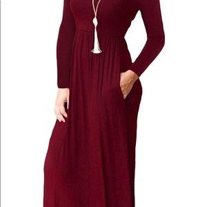 AUSELILY Women Long Sleeve Maxi Dress with Pockets